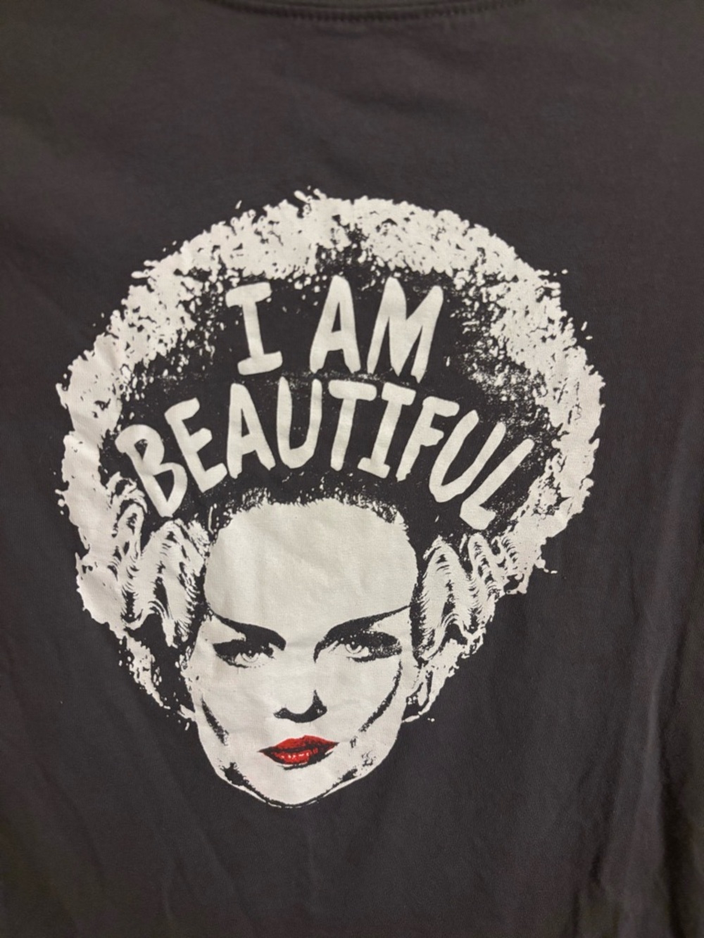Stradivarius Universal Monsters Bride Of Frankenstein Gray Tee Women’s Small - Picture 4 of 4